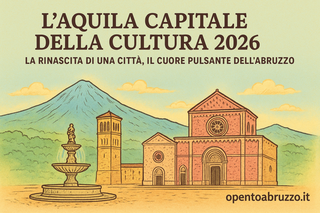 Eventi L’Aquila 2026

Cosa fare a L’Aquila nel 2026

L’Aquila città della cultura

Turismo culturale in Abruzzo

Itinerari culturali L’Aquila 2026

Abruzzo arte e tradizione

L’Aquila e i borghi dell’Abruzzo

Cultura e natura in Abruzzo 2026

Scoprire L’Aquila autentica

Weekend culturale a L’Aquila